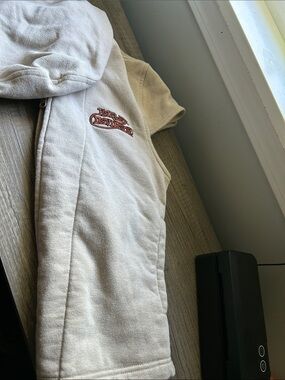 Harley-Davidson Cream Sleeveless Hoodie Vest with Orange Logo